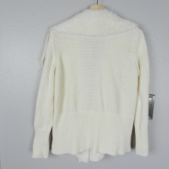 H by Halston Faux Shearling Collar Cardigan Size L - Picture 4 of 6